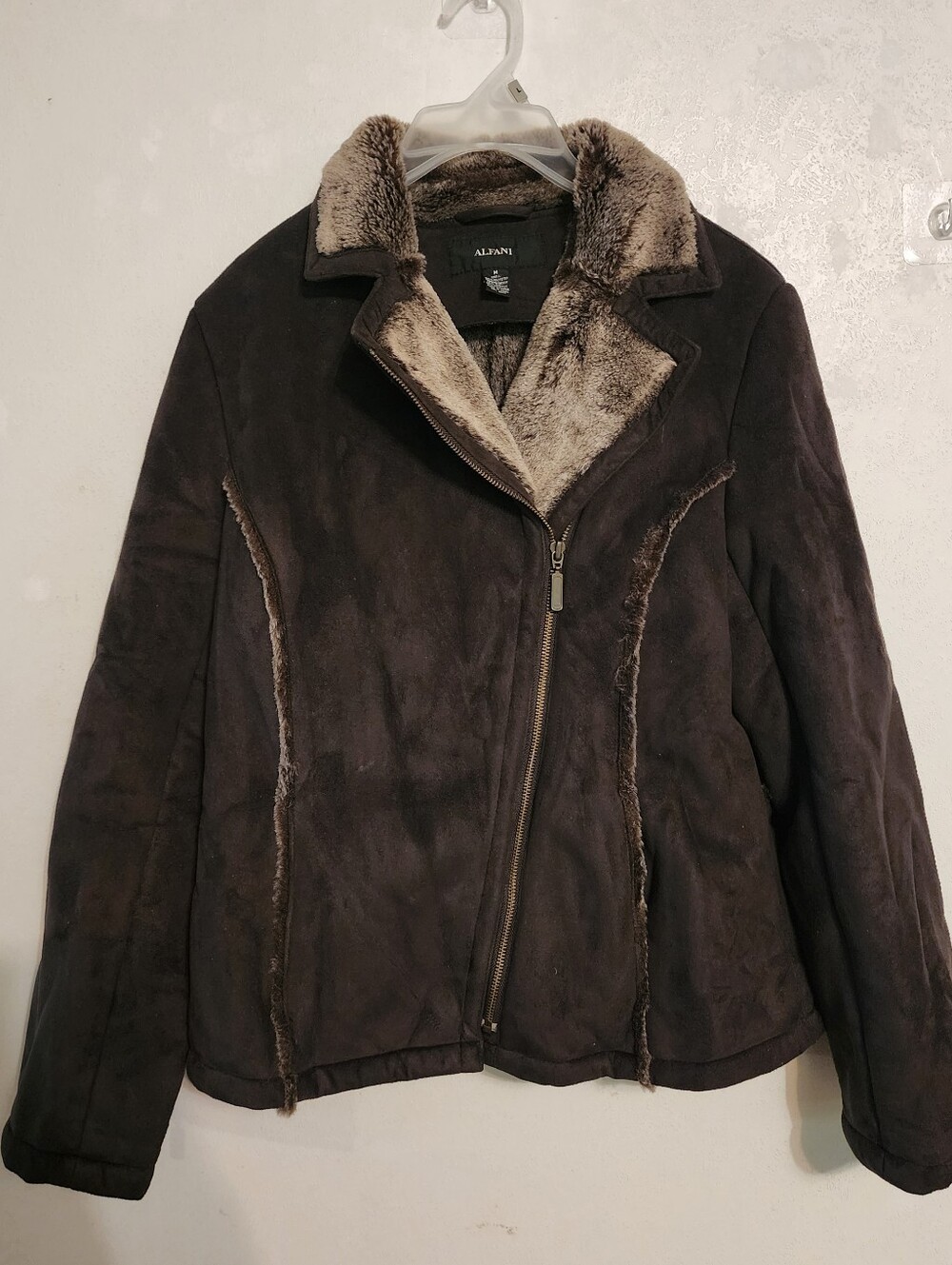 Alfani Faux Fur Lined Full Zip Jacket Size M